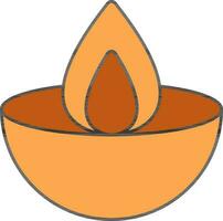 Brown Oil Lamp Diya Icon on White Background. vector