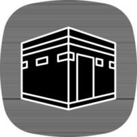 black and white Color Kaaba Mecca Icon. vector