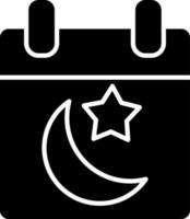 Muslim Calendar Icon In Glyph Style. vector