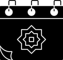 negro y blanco islámico calendario icono o símbolo. vector