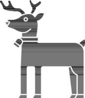 black and white Color Reindeer Icon In Flat Style. vector