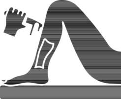 Illustration Of Waxing Over Leg Icon In black and white Color. vector