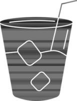 Cold Drink Glass Icon In Black And White Color. vector