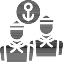 negro y blanco marinero grupo icono o símbolo. vector