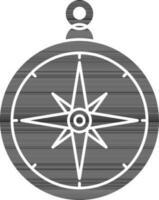 Brújula icono o símbolo en negro y blanco color. vector
