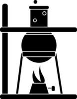 Glyph Style Boiling Flask Under Spirit Lamp Icon. vector