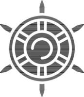 Embarcacion direccion rueda icono en negro y blanco color. vector