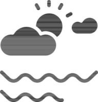 Sunrise With Water Wave Icon In Glyph Style. vector