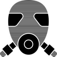 Respirator Or Gas Mask Icon In black and white Color. vector