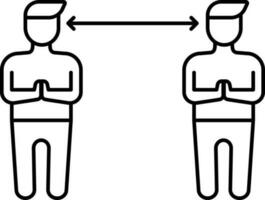 Two Men Doing Namaste Welcome With Keep Distance Icon. vector