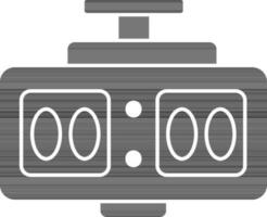 digital reloj icono en negro y blanco color. vector