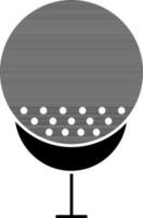 Golf Ball Tee Icon In black and white Color. vector