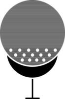 Golf Ball Tee Icon In black and white Color. vector