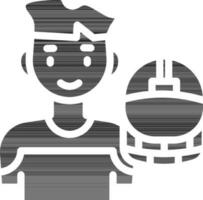 Vector Illustration Of User Avatar And Helmet In Glyph Style.