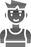 Sports Man Or Athletics Icon In Black And White Color. vector