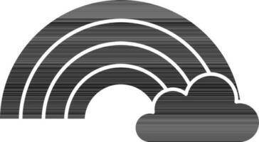 Rainbow With Cloud Icon In Black And White Color. vector