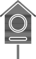 Bird House Icon In Black And White Color. vector