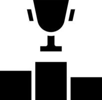 Trophy On Podium Icon In black and white Color. vector