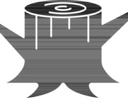 Tree Stump Icon In Black And White Color. vector