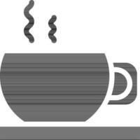 Hot Cup With Plate Icon In black and white Color. vector