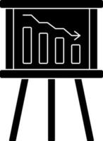 Presentation Decrease Graph Icon In black and white Color. vector