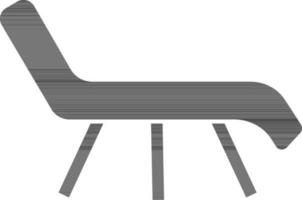 Illustration Of Beach Chair Or Lounger Icon In black and white Color. vector