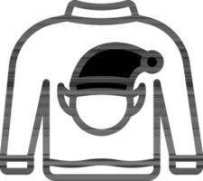 Flat Style Sweater Icon In black and white Color. vector