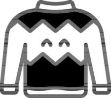 black and white Color Sweater Icon In Flat Style. vector