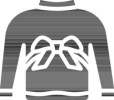 black and white Color Sweater With Bow Ribbon Icon. vector