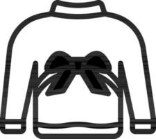 black and white Color Sweater With Bow Ribbon Icon. vector