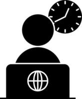 Working Time Icon In black and white Color. vector