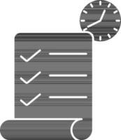 Task Or Survey Time Icon In black and white Color. vector