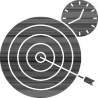 Target Time Icon In black and white Color. vector