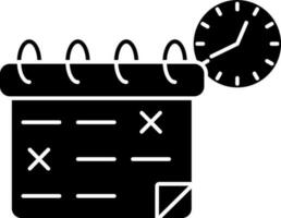 calendario icono en negro y blanco color. vector