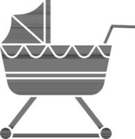 Flat Style Stroller Icon In Black And White Color. vector