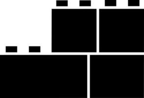 Lego Brick Icon In Black And White Color. vector