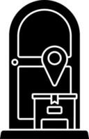 Doorstep Delivery Icon In Glyph Style. vector