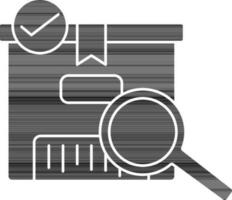 Searching Approve Parcel Icon In black and white Color. vector