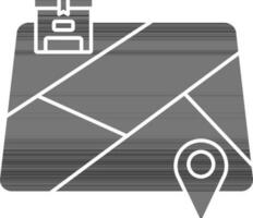 Parcel Tracking Location Icon In black and white Color. vector