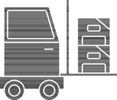 Cargo Forklift Icon In black and white Color. vector