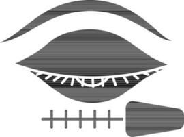 Illustration Of Eyelash And Mascara Icon In black and white Color. vector