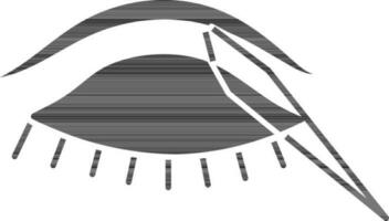 Closed Eyes With Tweezers Icon In black and white Color. vector
