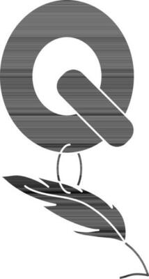 Letter Q For Quill Icon In black and white Color.