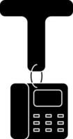 Letter T For Telephone Icon In black and white Color. vector
