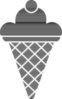 Ice Cream Waffle Cone Icon In black and white Color. vector