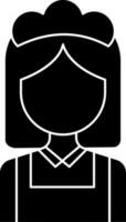 Faceless Female Maid Icon In black and white Color. vector