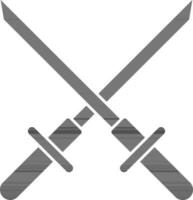 Crossed Swords Icon In black and white Color. vector