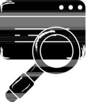 Doodle Style Search Webpage Icon In black and white Color. vector