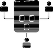 Connecting Social Workers Icon In Black And White Color. vector