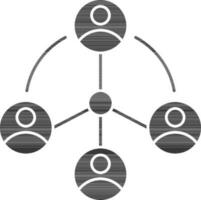User Connected Icon In black and white Color. vector